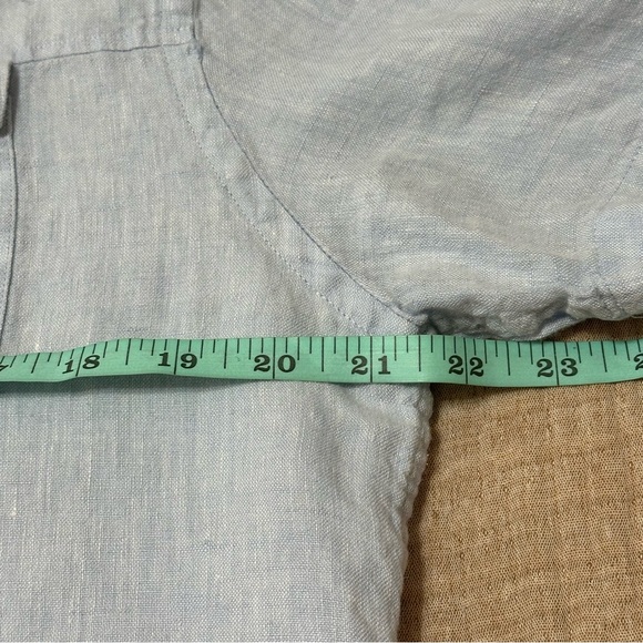 Baird McNutt Linen Shirt Men's Large Blue Button Up Short Sleeve Coastal Casual - Picture 6 of 7